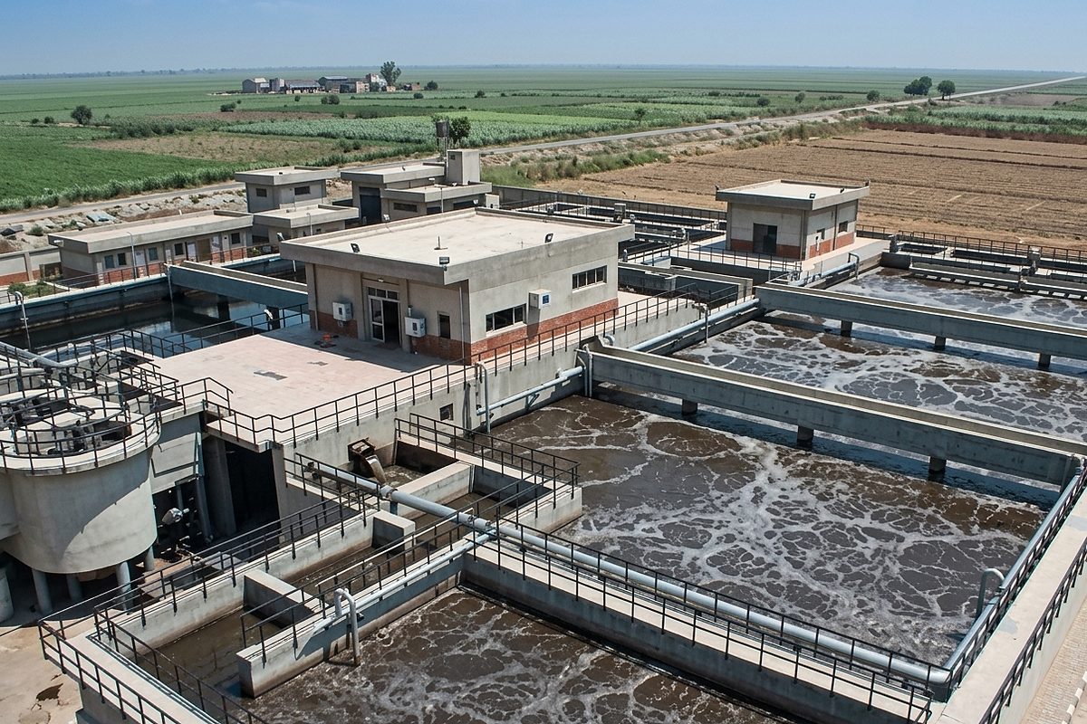 Aerial view of an aeration basin wastewater treatment plant — Critical GREEN Pakistan